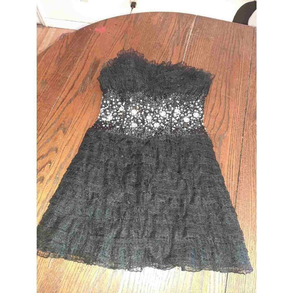 Sz 4 Terani Couture Black Mini Special Occasion Dress Party Wedding Cruise